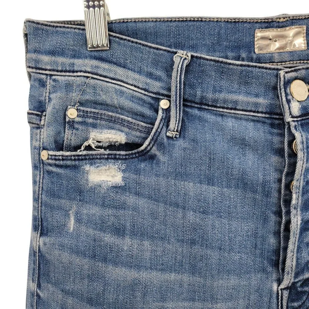 Mother The Stunner Ankle Fray Graffiti Girl Jeans 29 Medium Wash - Picture 6 of 14